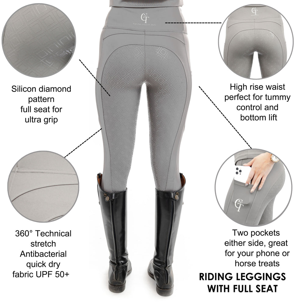 Women Horse Riding Leggings Full Seat Silicone Ladies Riding Tights  Equestrian Breeches with Phone Pockets Black S : : Fashion