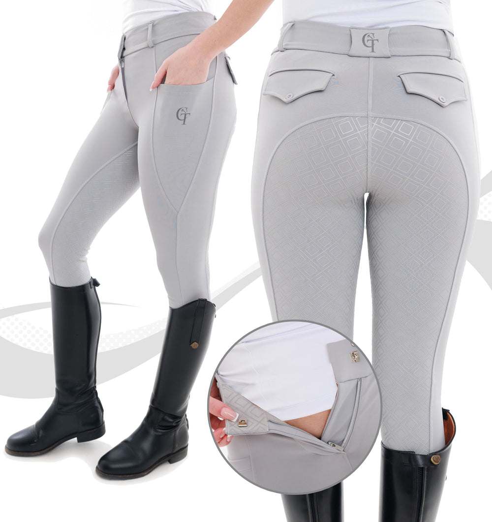 Young Rider Breeches Competition Ultra Performance-Light Grey