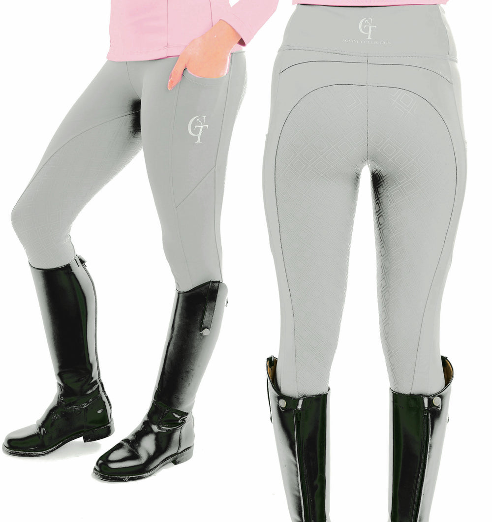 Horse Riding Leggings Full Seat- Light Grey