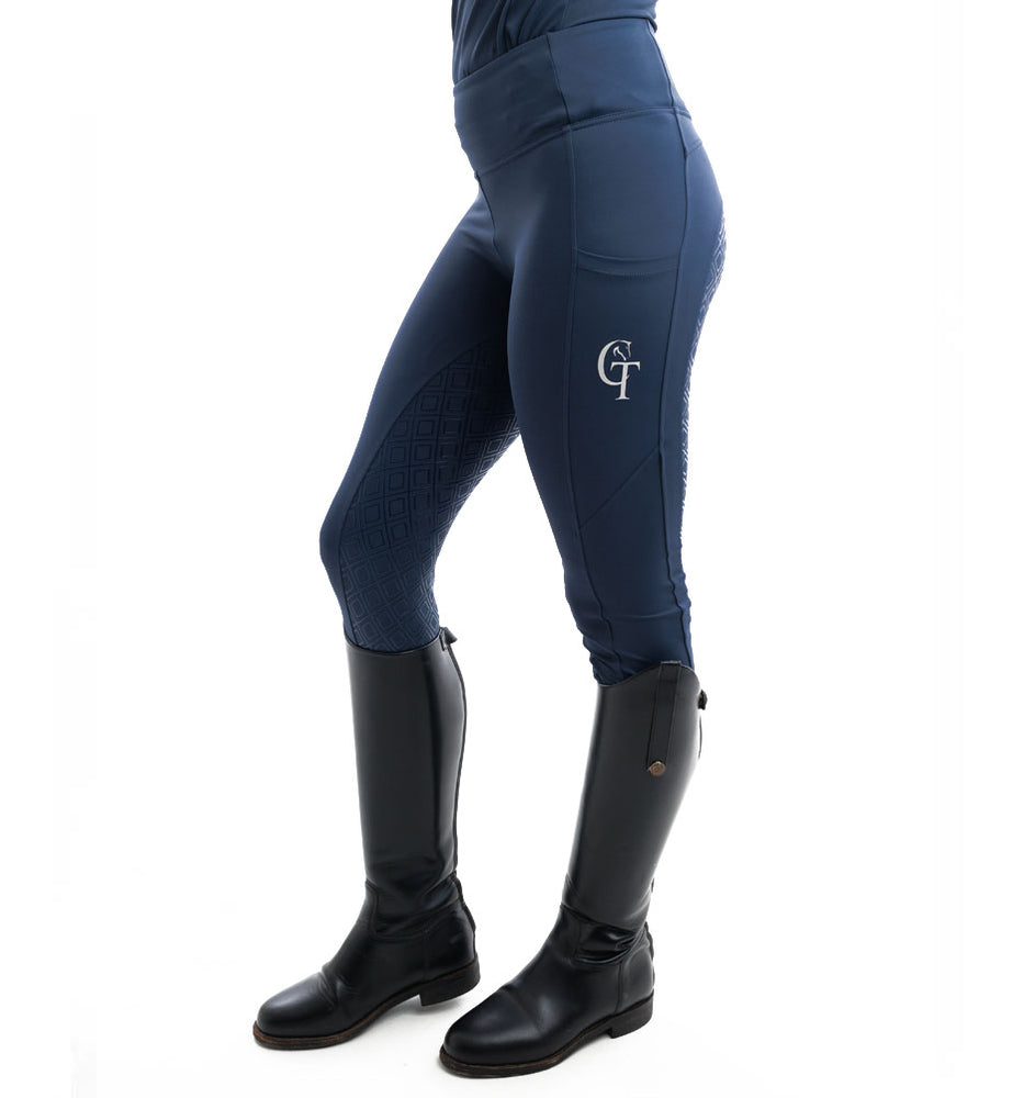 Huntley Equestrian Navy with Red, White, and Blue Seam Riding Pants